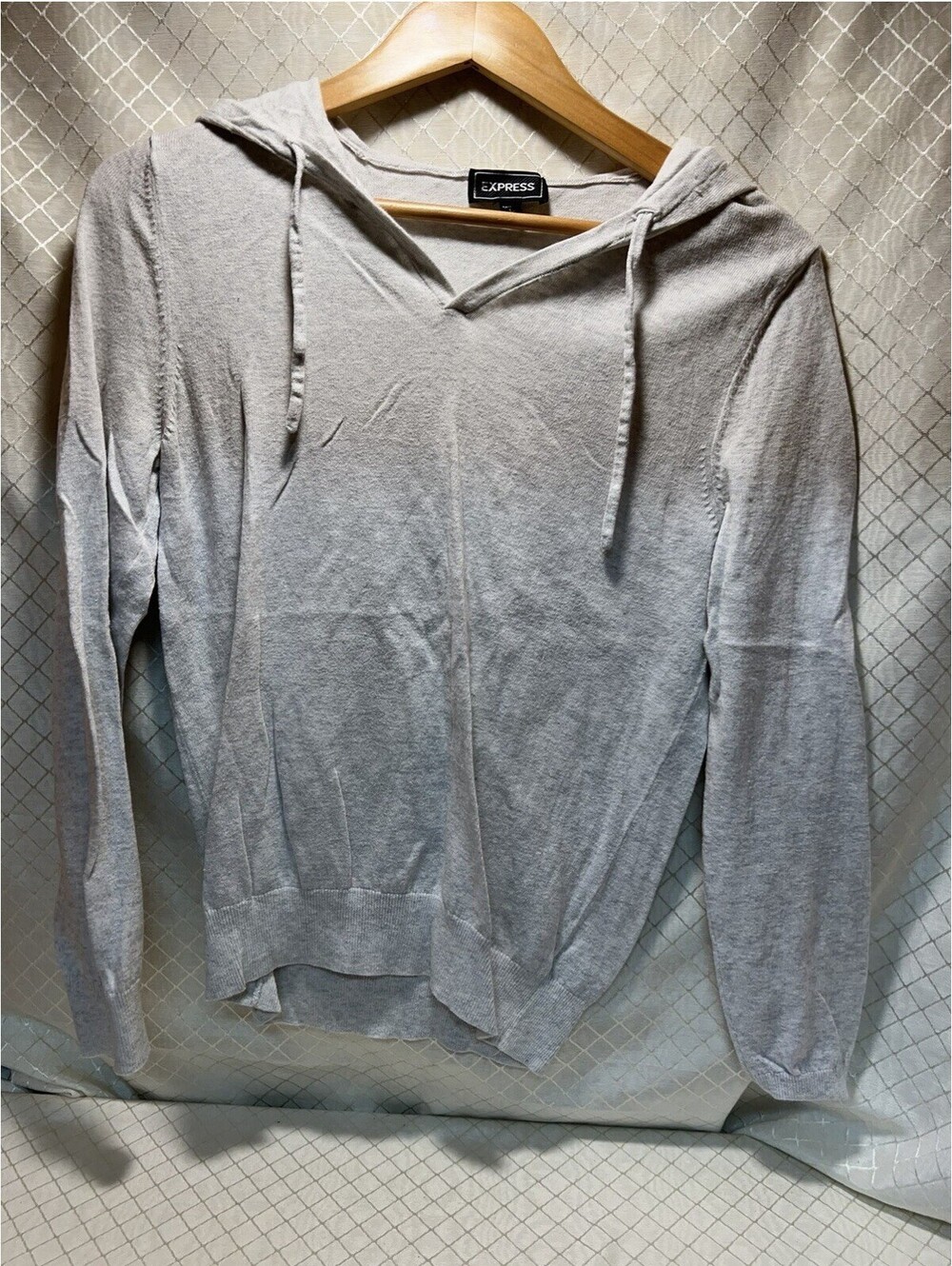 Express Men's Small gray thin hooded longsleeve